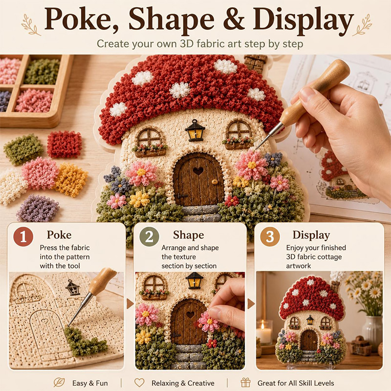 3D 버섯집 포케 아트 DIY 키트 패브릭 펀치 니들  - Tool Set 리뷰 및 가격